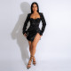 EVE Plus Size Long Sleeve Sequin Split Mini Dress NY-2851