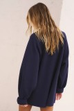 EVE Deep V Neck Solid Color Loose Sweatshirt JCF-7106