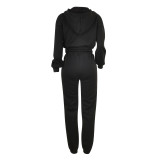 EVE Solid Color Zipper Hoodies And Pants Two Piece Set FENF-282