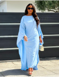 EVE Solid Color Flare Sleeve Loose Maxi Dress LS-0401