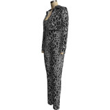 EVE Print Long Sleeve Coat And Sling Jumpsuit Two Piece Set MXDF-6131