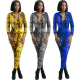 EVE Print Long Sleeve Coat And Sling Jumpsuit Two Piece Set MXDF-6131