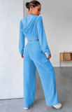 EVE Fashion Solid Long Sleeve Hooded Straight Pants Two Piece Set YD-8787-D8