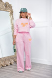 EVE Letter Print Long Sleeve Sweatshirt And Pants Thickened Two Piece Set XMF-318