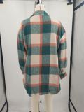 EVE Plus Size Loose Plaid Mauney Long Sleeve Shirt Coat YIM-370
