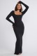 EVE Solid Color Square Neck Slim Two Piece Skirt Set MZ-2823