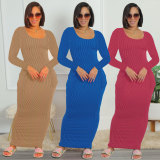 EVE Long Sleeve Solid Color Sweater Maxi Dress FSXF-569
