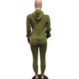 EVE Solid Color Off Shoulder Hooded Sweater Two Piece Pants Set QXTF-8217