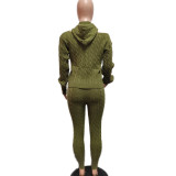 EVE Solid Color Off Shoulder Hooded Sweater Two Piece Pants Set QXTF-8217