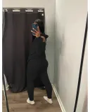 EVE Solid Color Off Shoulder Hooded Sweater Two Piece Pants Set QXTF-8217