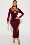EVE Fashion Halter Long Sleeve Fishtail Dress BLX-63010