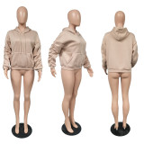 EVE Plus Size Padded Thicker Long Sleeve Solid Color Hooded Sweatshirt YIM-022