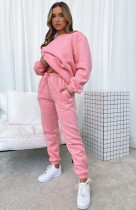 EVE Solid Color O Neck Plush Sweatshirt Two Piece Pants Set ME-8453