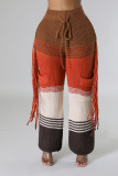 EVE Casual Knit Color Block Tassel Loose Pants JPF-1090