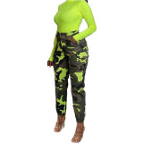 EVE Camouflage Print Casual High Waist Pants AWF-5829