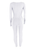 EVE Solid Color Slim Long Sleeve Jumpsuit YH-5345