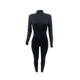 EVE Plus Size Fashion Solid Color Long Sleeve Tight Jumpsuit AMLF-2005