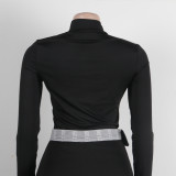 EVE Plus Size Fashion Plaid Patchwork Split Long Skirt Two Piece Set NY-10608