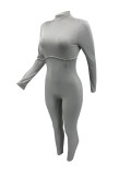 EVE Plus Size Fashion Solid Color Long Sleeve Tight Jumpsuit AMLF-2005