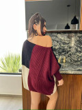 EVE Loose Color Block Casusal Knit Sweater Dress GYSF-1021