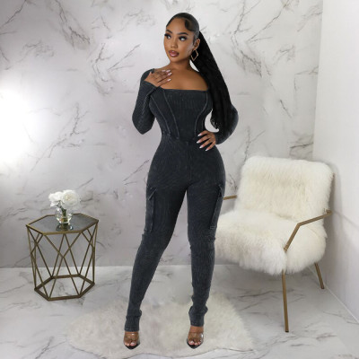EVE Sexy Backless Long Sleeve Tight Jumpsuit YF-10661