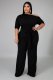 EVE Plus Size Solid Color Slash Shoulder Tie Up Jumpsuit OSM-5282