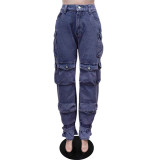 EVE Fashion Multi-Pocket Straight Jeans MEM-88530