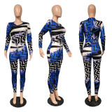 EVE Print Long Sleeve Slim Fashion Jumpsuit YIM-040
