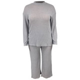 EVE Plus Size Loose Sweater Two Piece Pants Set CYAO-81065