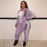 EVE PINK Letter Print Patchwork Sport Two Piece Pants Set XMF-321