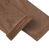 EVE Solid Color Long Sleeve Wide Leg Pants 2 Piece Set MZ-2825