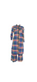 EVE Fashion Plaid Print Long Coat And Pants Loose 2 Piece Set ZDF-31308