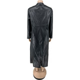 EVE PU Leather Long Trench Coat Jacket FNN-8723
