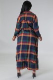 EVE Fashion Plaid Print Long Coat And Pants Loose 2 Piece Set ZDF-31308