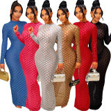 EVE Fashion Mesh Round Neck Slim Maxi Dress OSM-4409long