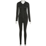 EVE Hooded Cardigan Slim Fit Sport Casual Pants Suit XEF-S1738394