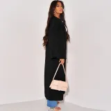 EVE Solid Color Buttonless Tweed Cardigan Long Coat MUE-7992