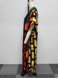 EVE Plus Size Patchwork Contrast Color Maxi Dress NY-10651
