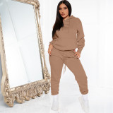 EVE Solid Color Hooded Sweatshirt And Pants 2 Piece Set YFS-10300