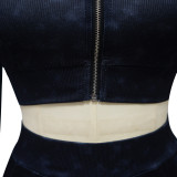 EVE Zipper Long Sleeve Top And Pants 2 Piece Set YF-10659