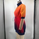 EVE Fashion Print Half Sleeve Mini Dress XMY-9462