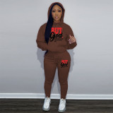 EVE Plus Size Letter Print Hoodies And Pants Sport Two Piece Set GDNF-N8999B63