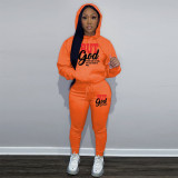 EVE Plus Size Letter Print Hoodies And Pants Sport Two Piece Set GDNF-N8999B63