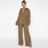EVE Lapel Single-breasted Tie Up Two Piece Pants Set SSNF-220813
