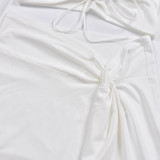 EVE V Neck Backless Tie Up And Split Skirt 2 Piece Set GBTF-BT6080