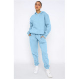EVE Solid Color Hooded Long Sleeve Pants Two Piece Set SSNF-211253
