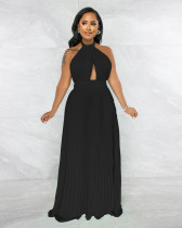 EVE Sexy Backless Sleeveless Pleated Maxi Dress GYLY-9715