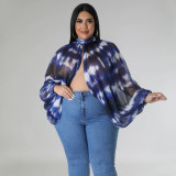 EVE Plus Size Print Tie Up Chiffon Tops NNWF-N7848