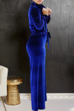 EVE Plus Size Solid Thickened Velour Tie Up Two Piece Set BGN-326