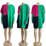 EVE Casual Knits Color Block Sweater Dress CY-1021